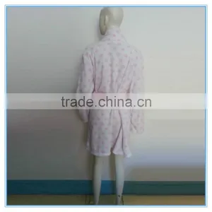 Flannel Bath Robes Soft Coral Fleece Terry Dot Printing Bathrobes, Fluffy Bathrobe, Lady's Gown Dresses Polyester Pajamas thumbnail-6