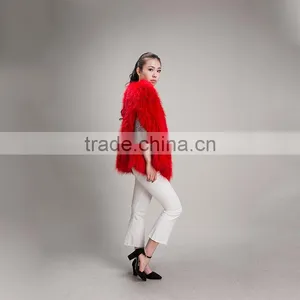 Myfur Lady Genuine Red Raccoon Fur Knit Jacket Coat for Women thumbnail-6