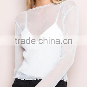 Runwaylover 111 2017 Ladies Sexy Long Sleeve Transparent Blouse thumbnail-4