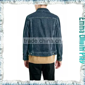 Euro Fashion Classic Casual Long Sleeve Dark Grey Men's Denim Jacket thumbnail-2
