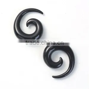 10mm Acrylic Ear Stretcher Expander Spiral Black Ear Plug thumbnail-1