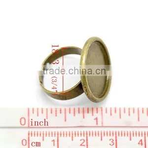 10PCs Antique Bronze Adjustable Rings Blank Settings 18.3mm US 8 Ring Setting thumbnail-2