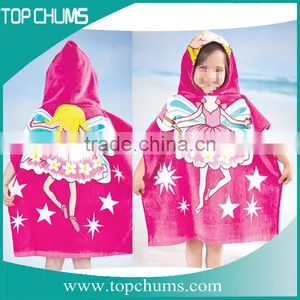 100% Cotton Reactive Printed Hooded Towel Poncho Pattern thumbnail-1