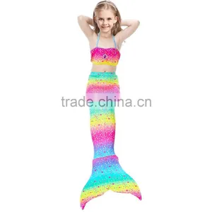 Kids Bikini + Shorts + Mermaid Tail With Pink Monofin for Swimming thumbnail-3