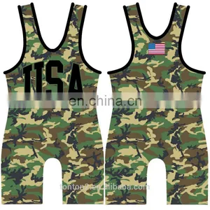 Cheap Sublimated Camo Singlet Wrestling Singlet for Sale thumbnail-3