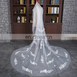 HSP1705 One Layer Three Meters Real Image Tulle Bridal Wedding Veil Long Cathedral thumbnail-3