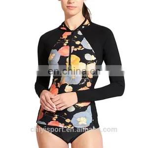 Wholesale Custom Sublimation Print Compression Rashguards With Front Zipper thumbnail-1
