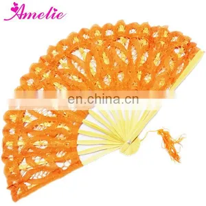 20cm Luxuriant Orange Lace Fan Wedding Gift thumbnail-1