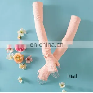 Llittle Ladies Pink Lace Glove for Masquerade Cosplay Glove thumbnail-1