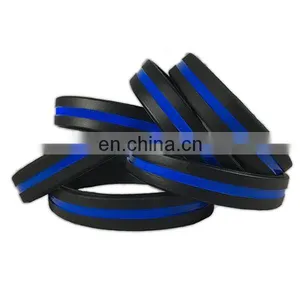 Thin Blue Line Silicone Bracelets thumbnail-1