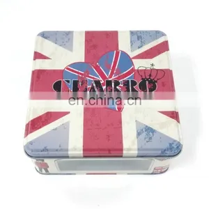 Matte Varnished Flags Pattern Pierced Bottom Present Tin Box thumbnail-1