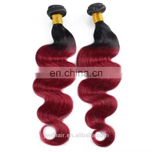 8A Ombre Color Peruvian Body Wave 3 /4 Bundles Unprocessed Peruvian Virgin Hair Ombre Peruvian Hair T1B/Burg Human Hair Weave thumbnail-5