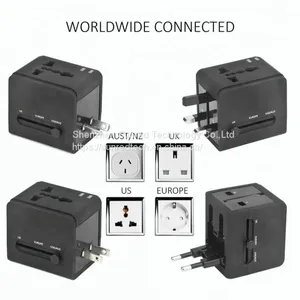 Dual USB Universal Travel Adapter With USA/Australia/Europe/UK Worldwide Plugs Universal Travel Adapter thumbnail-5