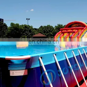 Large Above Ground Steel Metal Frame Swimming Pool Inflatable Water Slide Park Pool 10m 20m 50m thumbnail-5