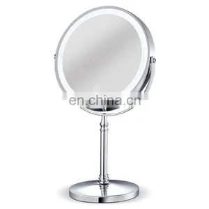 Wholesale 360 Degree 8 Inch LED Makeup Mirror Round Glass Mental Magnification Standing Make Up Mirror thumbnail-3