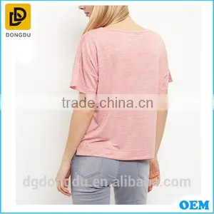 2016 New Fashion Made in China Comfortable Mid Pink Textured Slub T Shirt thumbnail-3