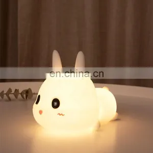 Cute Bunny Night Light Animal Lamp Silicone Nursery Baby Night Light for Teen Girls Bedroom Decor Decrations thumbnail-4