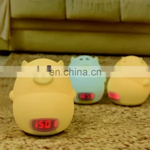 High Quality Motion Sensor Led Alarm Clock Night Light Colorful Lamp Room Silicone Night Lamp for Kids thumbnail-3