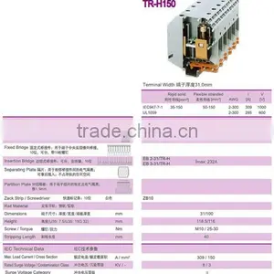 31.0mm Heavy Duty DIN Rail Terminal Blocks With 285A High Current PCB Terminal Blocks thumbnail-2
