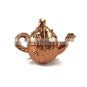 Custom Design Rose Gold Animal Shape Ceramic Tea Pot thumbnail-1
