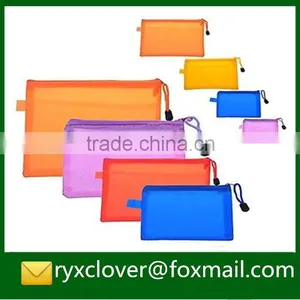 Colorful Pvc Gridding Zipper Two-double Document Bag in Different Size thumbnail-3