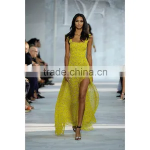 Fashion Chiffon Printed Dress Catwalk Prom Dress Lady Dress thumbnail-2