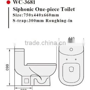 WC-3681 Siphonic One-Piece Toilet With Soft Closing Cover Ramp Down Closer, Water Closet Toilet Bowl thumbnail-2