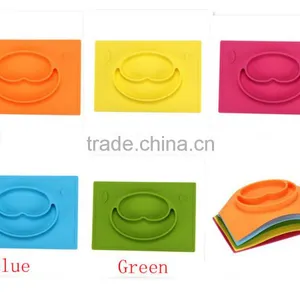 BPA Free 2016 Good Quality One-piece Silicone Rubber Placemat Plate thumbnail-1