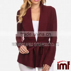 Cashmere Open Belted Cardigan thumbnail-1
