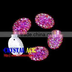 New Design Pink AB Crocodile Back All Sky Star Ellipse Flat Back Resin Sew on Stone for Clothing Textiles Multi-color Optional thumbnail-4