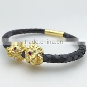 2016 Fashion Jewelry Retro Gold Lion Head 316 Stainless Steel Bracelet thumbnail-3