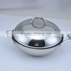 304 Stainless Steel Wok With Non-sticking Coated thumbnail-1