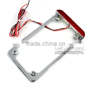 BJ-LPL294-002 Highly Recommended Chrome Motorcycle 4'' X 7'' Tail Light LED License Plate Frame For Harley thumbnail-3