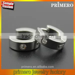 4MM Smooth Filled Shiny Cubic Zircon Fashion Stainless Steel Hoop Earring Jewelry thumbnail-1