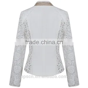 OEM Guangzhou Supplier White One Button Lace Office Wear Formal Latest Women Jacket & Blazer Design Quality Choice thumbnail-2