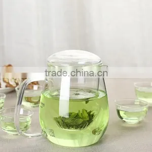 Bright Neat Borosilicate Pyrex Glass Tea Cup With Handle and Lid thumbnail-1
