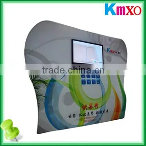 OEM Curved Tension Fabric Display LCD Advertising Kiosk Stand Trade Show Booth Exhibition Stand With Media thumbnail-1