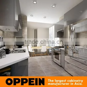 2016 Oppein New Design Grey Acrylic Finish Kitchen Cabinet thumbnail-4