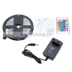 RGB LED Strip 5M 300Led SMD3528 5050 24Key IR Remote Controller 12V 2A Power Adapter Fleible Light Led Tape Decoration Lamps thumbnail-1