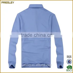 Light Blue Long Sleeve Polo T-shirt for Man With Cheap Price thumbnail-2