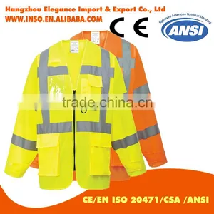 Yellow Hi Visibility Long Sleeve Safety Vest Waistcoat EN20471 - High Viz Vis thumbnail-2
