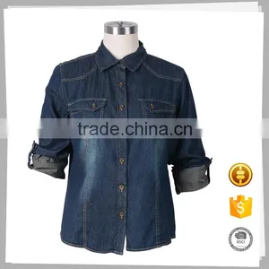 Top-end Cheap 100%Cotton Women Fashion Model Denim Blouse thumbnail-1