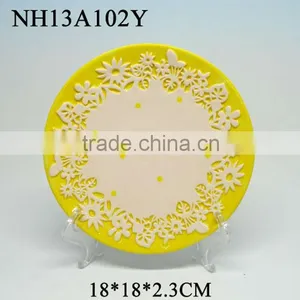 7"ceramic Plate Easter Crafts With Flower Pattern thumbnail-1