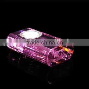 Transparent Simple Design Pink Crysal Cube Block Clock thumbnail-3