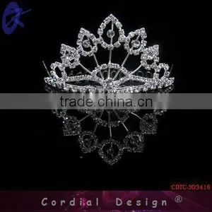 Cheap Wholesale Fashion Tiara Crown Rhinestone Hair Comb Accessory thumbnail-1