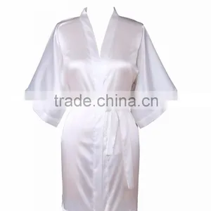 Cheap Short Bridesmaid Purple Satin Kimono Bath Robes in Bulk thumbnail-4