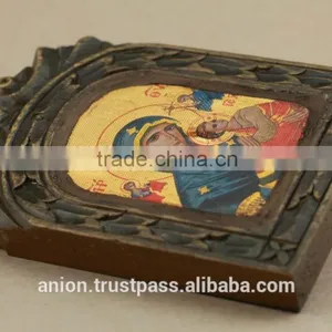 Greek & Russian Orthodox Wooden Icon. Mother God. Eleousa. Antic Design thumbnail-6