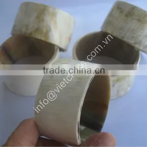 Water Buffalo Horn Bangle, Horn Cuff, Horn Bracelet. Squared Edge, White Color thumbnail-1