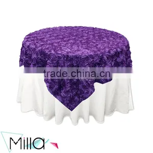 Rosette Satin Tablecloth Rose Wedding Cake Table Overlay thumbnail-2