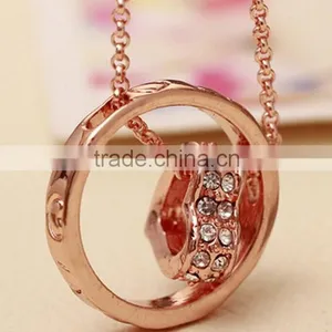 Womens 2016 YIWU IN STOCK Fashion Silver Plated Girlfriend Jewelry Charm Heart Crystal Pendant Chain Necklace Quality Choice thumbnail-6